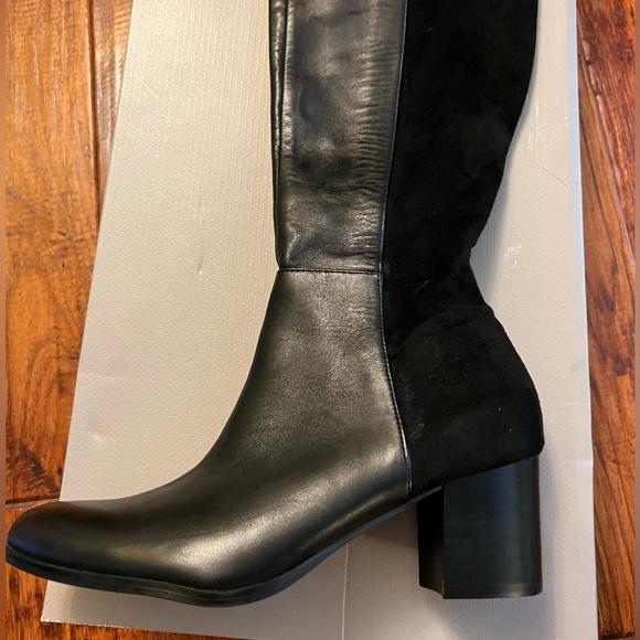 Franco Sarto High Knee Leather Black Boots 7.5 - Picture 5 of 10